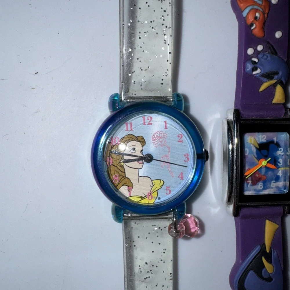 Lot Of 3 Vtg Disney Watches Nemo Belle 35 Years Disneyland Need Batteries